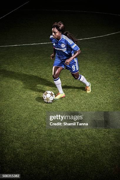 Chelsea and England footballer Eniola Aluko is photographed for the Guardian on July 21, 2015 in London, England.