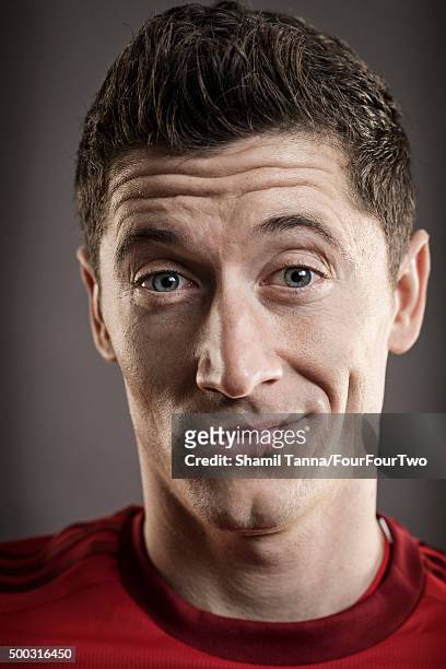 Footballer Robert Lewandowski is photographed for FourFourTwo magazine on October 19, 2015 in Munich, Germany.