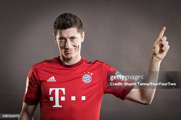 Footballer Robert Lewandowski is photographed for FourFourTwo magazine on October 19, 2015 in Munich, Germany.