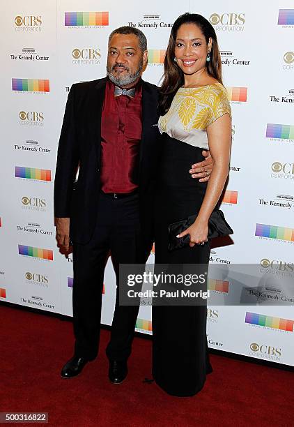 Laurence Fishburne and Gina Torres attend the 38th Annual Kennedy Center Honors Gala at John F. Kennedy Center for the Performing Arts on December 6,...