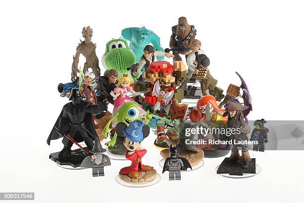 Toronto, Canada - November, 19 2015 - A combination of Amiibo, Lego Dimensions, Skylanders and disney Infinity characters. Toys to life are the...