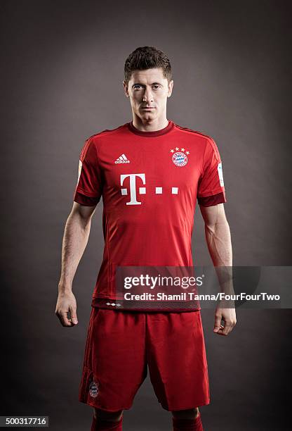 Footballer Robert Lewandowski is photographed for FourFourTwo magazine on October 19, 2015 in Munich, Germany.