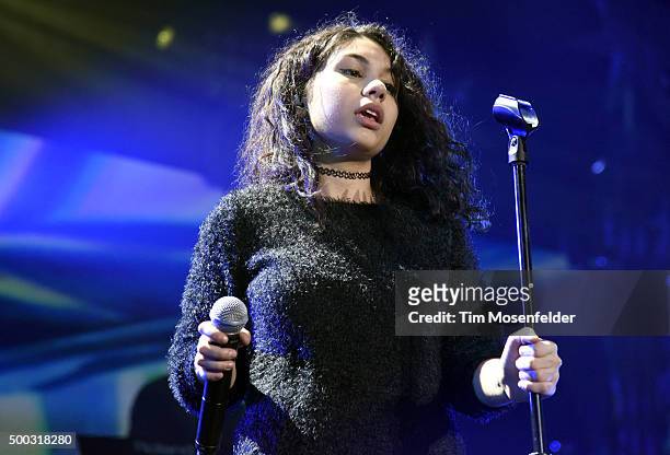 Alessia Cara performs during WiLD 94.9's FM's Jingle Ball 2015 at ORACLE Arena on December 3, 2015 in Oakland, California.