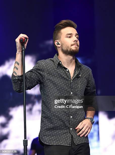Singer Liam Payne of One Direction performs during the 6th Annual 99.7 NOW! Triple Ho Show at SAP Center on December 2, 2015 in San Jose, California.