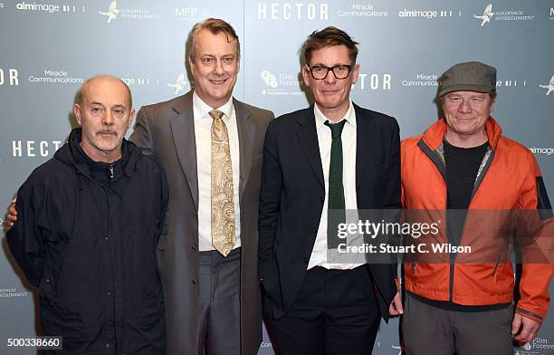 Keith Allen, Stephen Tompkinson, Jake Gavin and Peter Mullan attend the "Hector" Gala Screening at Cineworld Haymarket on December 7, 2015 in London,...