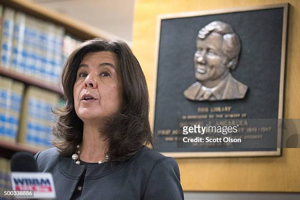 Cook County State's Attorney Anita Alvarez discusses the shooting of Ronald Johnson by Chicago police officer George Hernandez on December 7, 2015 in...