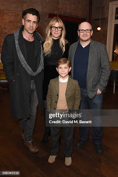 Colin Farrell, Edith Bowman, Lenny Abrahamson and Jacob Tremblay attend a special AMPAS screening of "Room" at the Picturehouse Central on December...