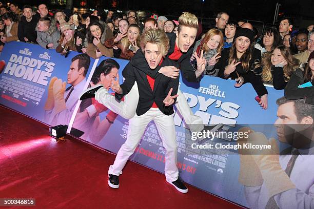 Pop twins, Jedward attend the Dublin Premiere of "Daddy's Home" at the Savoy Cinema on December 7, 2015 in Dublin, Ireland.