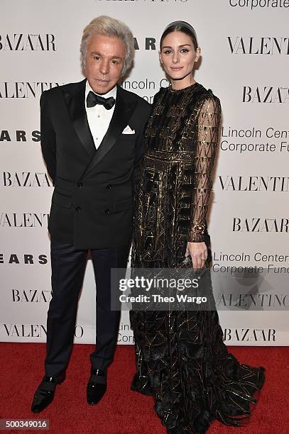 Giancarlo Giammetti and Olivia Palermo attend "An Evening Honoring Valentino" Lincoln Center Corporate Fund Gala at Alice Tully Hall at Lincoln...