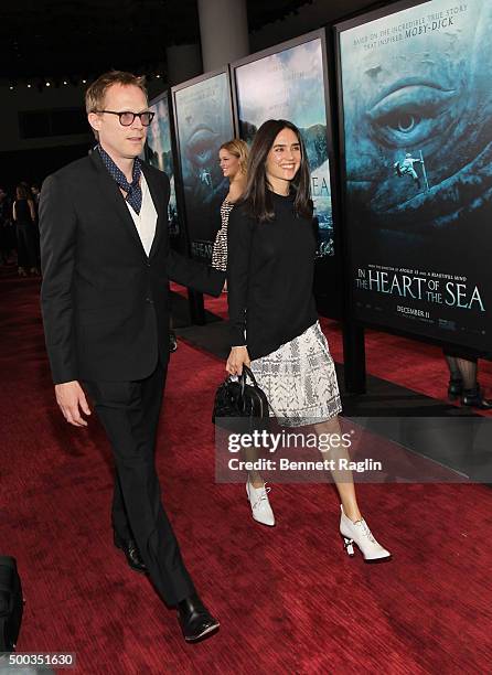 Actors Paul Bettany and Jennifer Connelly attend the "In The Heart Of The Sea" New York Premiere at Frederick P. Rose Hall, Jazz at Lincoln Center on...