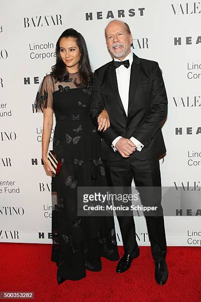 Emma Heming and actor Bruce Willis attend "An Evening Honoring Valentino" Lincoln Center Corporate Fund Gala - Inside Arrivals at Alice Tully Hall at...