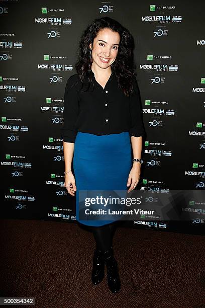 Actress Isabelle Vitari attends '1 mobile, 1 minute, 1 film' as part of Mobile Film Festival at Gaumont Champs Elysees on December 7, 2015 in Paris,...