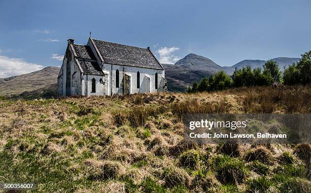 lochailort chapel, lochaber, scotland - lochaber church stock pictures, royalty-free photos & images