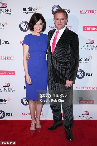 Elizabeth McGovern and Hugh Bonneville attend "Downton Abbey" series season six premiere at Millenium Hotel on December 7, 2015 in New York City.