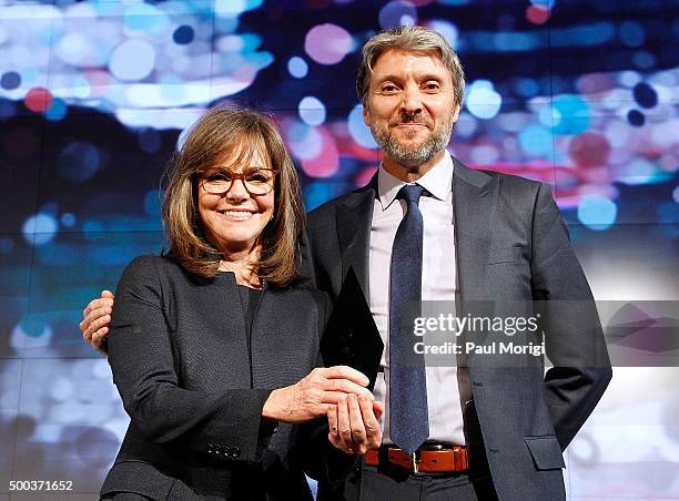 Sally Field awards Honoree Gary Barker, Founder and International Director, Promundo; Co-Chair and Co-Founder, MenEngage Alliance, with the Vital...