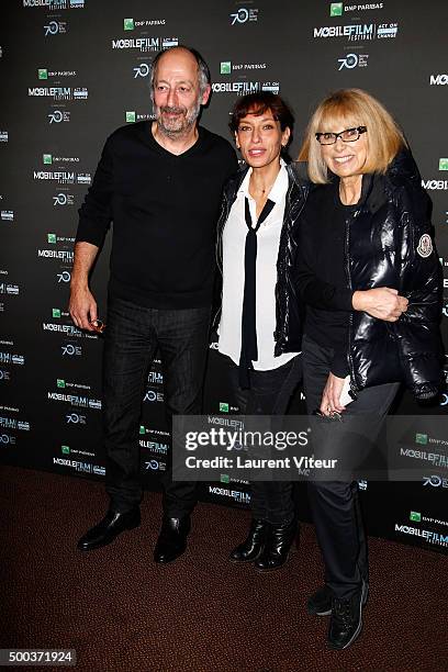 Actor and Director Sam Karmann, Actress Julie Debazac and Actress Mireille Darc attend '1 mobile, 1 minute, 1 film' As Part Of Mobile Film Festival...