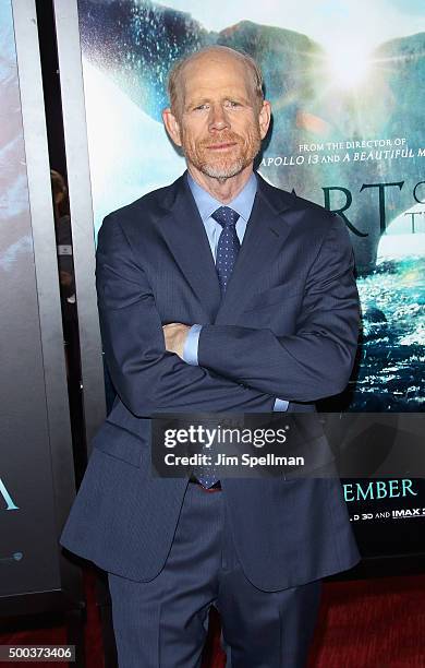 Director Ron Howard attends the "In The Heart Of The Sea" New York premiere at Frederick P. Rose Hall, Jazz at Lincoln Center on December 7, 2015 in...