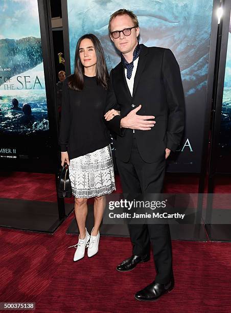 Jennifer Connelly and Paul Bettany attend "In The Heart Of The Sea" Premiere at Frederick P. Rose Hall, Jazz at Lincoln Center on December 7, 2015 in...