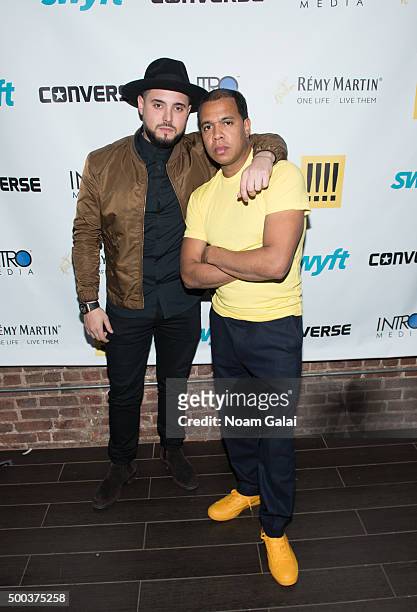 Nick Semkiw and Johnny Nunez attend the Ty Hunter Emoji app launch on December 7, 2015 in New York City.