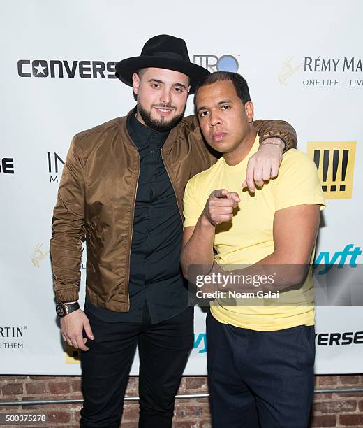 Nick Semkiw and Johnny Nunez attend the Ty Hunter Emoji app launch on December 7, 2015 in New York City.