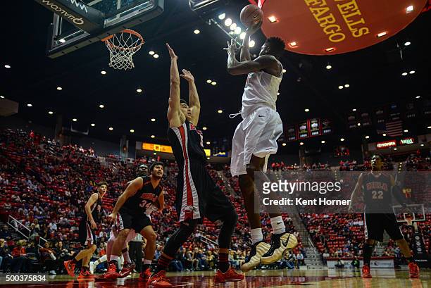 Zylan Cheatham of the San Diego State Aztecs shoots the ball in the first half against the Biola Eagles at Viejas Arena on December 7, 2015 in San...