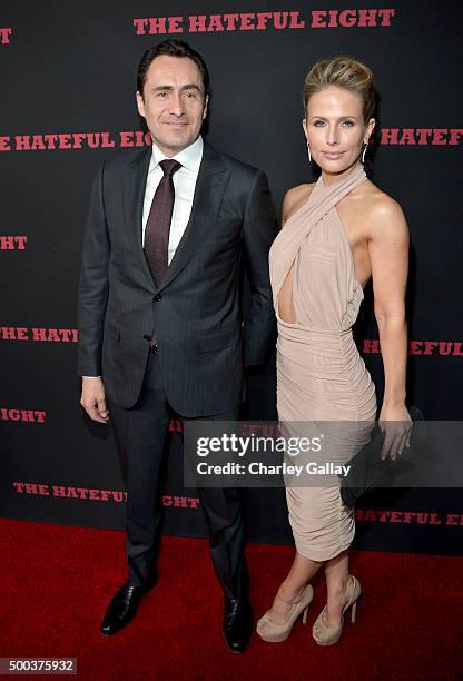 Actor Demian Bichir and Lisset Gutierrez attends the world premiere of "The Hateful Eight" presented by The Weinstein Company at ArcLight Cinemas...