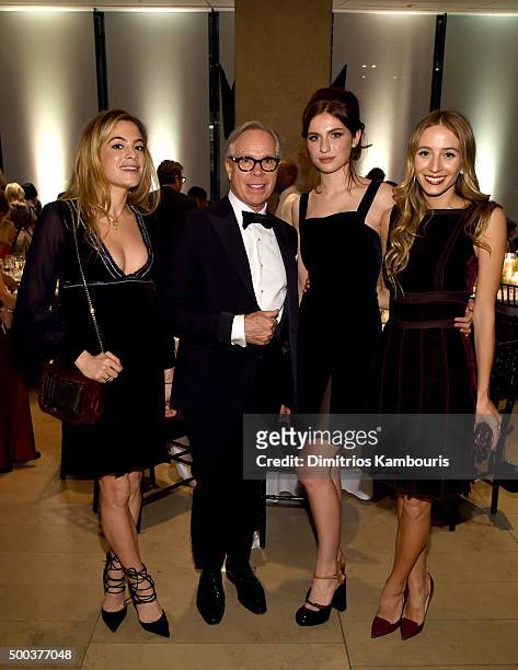 Chelsea Leyland, designer Tommy Hilfiger, Tali Lennox and DJ Harley Viera-Newton attend an evening honoring Valentino at Lincoln Center Corporate...