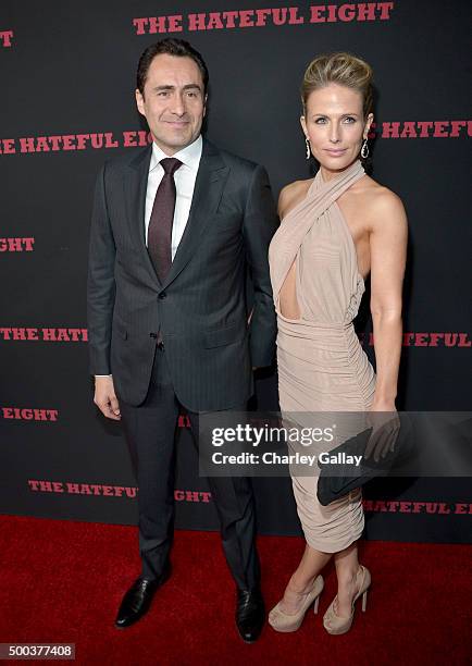 Actor Demian Bichir and Lisset Gutierrez attends the world premiere of "The Hateful Eight" presented by The Weinstein Company at ArcLight Cinemas...