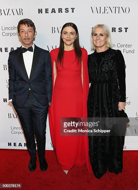Francesca Valiani and Valentino Creative Directors Pierpaolo Piccioli and Maria Grazia Chiuri attend "An Evening Honoring Valentino" Lincoln Center...