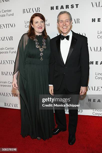 Editor In Chief of Harpers Bazaar, Glenda Bailey and Steve Schwartz attend "An Evening Honoring Valentino" Lincoln Center Corporate Fund Gala -...