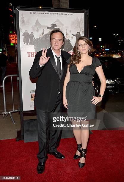 Director Quentin Tarantino and Courtney Hoffman attend the world premiere of "The Hateful Eight" presented by The Weinstein Company at ArcLight...