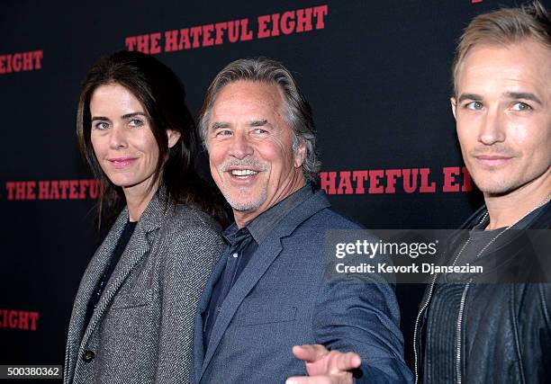 Actor Don Johnson wife Kelley Phleger and son Jesse Johnson attend the premiere of The Weinstein Company's 'The Hateful Eight' at ArcLight Cinemas...