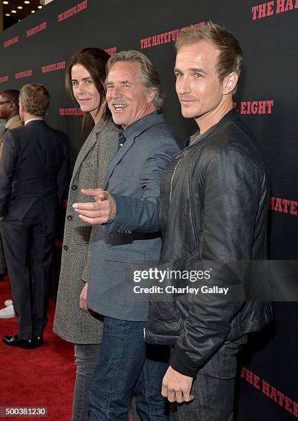 Kelley Phleger, actor Don Johnson, and Jesse Johnson attend the world premiere of "The Hateful Eight" presented by The Weinstein Company at ArcLight...