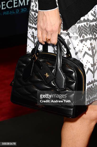 Actress Jennifer Connelly, purse detail, attends "In The Heart Of The Sea" New York premiere at Frederick P. Rose Hall, Jazz at Lincoln Center on...