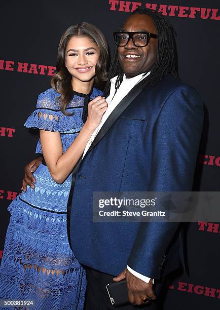 Zendaya Coleman and Kazembe Ajamu Coleman arrives at the Premiere Of The Weinstein Company's "The Hateful Eight" at ArcLight Cinemas Cinerama Dome on...