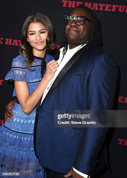 Zendaya Coleman and Kazembe Ajamu Coleman arrives at the Premiere Of The Weinstein Company's "The Hateful Eight" at ArcLight Cinemas Cinerama Dome on...