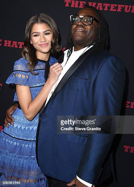 Zendaya Coleman and Kazembe Ajamu Coleman arrives at the Premiere Of The Weinstein Company's "The Hateful Eight" at ArcLight Cinemas Cinerama Dome on...