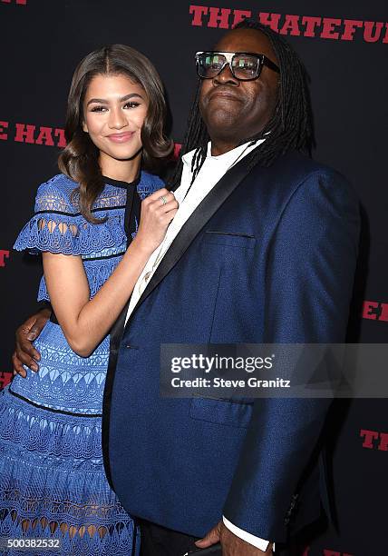 Zendaya Coleman and Kazembe Ajamu Coleman arrives at the Premiere Of The Weinstein Company's "The Hateful Eight" at ArcLight Cinemas Cinerama Dome on...