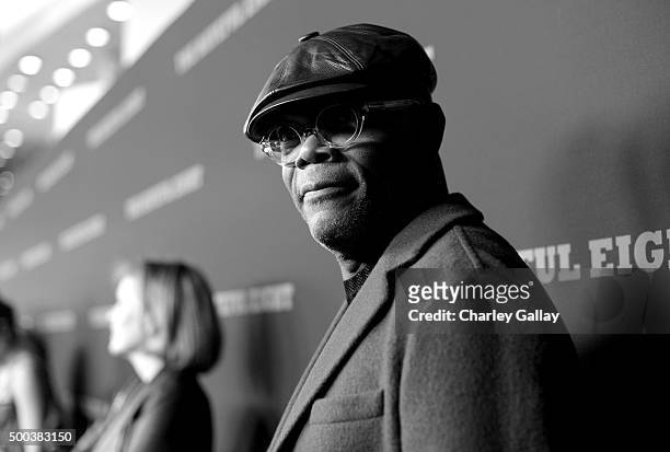 Actor Samuel L. Jackson attends the world premiere of "The Hateful Eight" presented by The Weinstein Company at ArcLight Cinemas Cinerama Dome on...