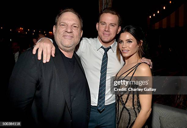 Producer Harvey Weinstein, actors Channing Tatum, and Jenna Dewan attend the world premiere of "The Hateful Eight" presented by The Weinstein Company...