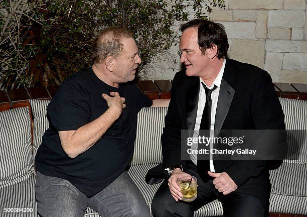 Producer Harvey Weinstein and director Quentin Tarantino attend the world premiere of "The Hateful Eight" presented by The Weinstein Company at Le...