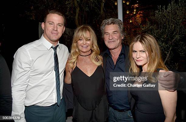 Actors Channing Tatum, Goldie Hawn, Kurt Russell, and Jennifer Jason Leigh attend the world premiere of "The Hateful Eight" presented by The...