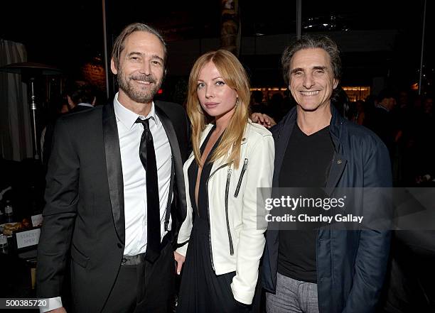 Actors Craig Stark, Malea Rose, and producer Lawrence Bender attend the world premiere of "The Hateful Eight" presented by The Weinstein Company at...