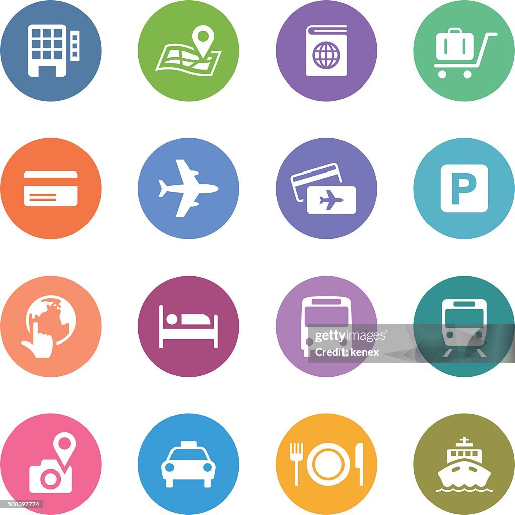 Color Circle Icons Set | Travel