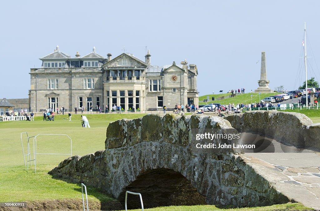 Swilcan Bridge & Clubhouse, St. Andrews, Scotland