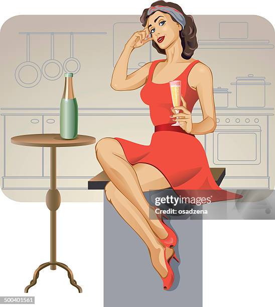 pin up - glamour model stock illustrations