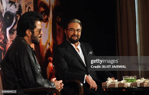 Veteran Bollywood actor Kabir Bedi and Indian Bollywood actor Anil Kapoor attend the launch of Bedi's 1976 Italian television mini series Sandokan --...