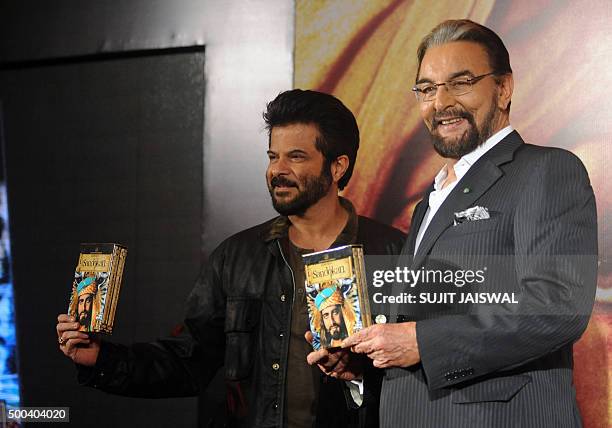 Veteran Bollywood actor Kabir Bedi and Indian Bollywood actor Anil Kapoor attend the launch of Bedi's 1976 Italian television mini series Sandokan --...