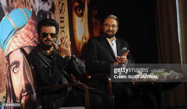 Veteran Bollywood actor Kabir Bedi and Indian Bollywood actor Anil Kapoor attend the launch of Bedi's 1976 Italian television mini series Sandokan --...