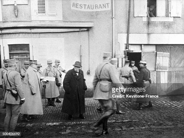 General Georges Clemenceau visits troops on Lorraine front on January 20, 1918 in France.